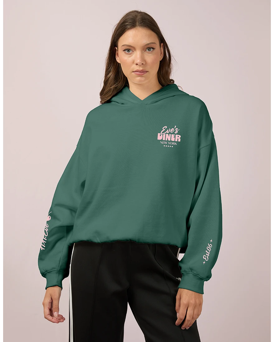 All About Eve South St Diner Box Hoodie - Green