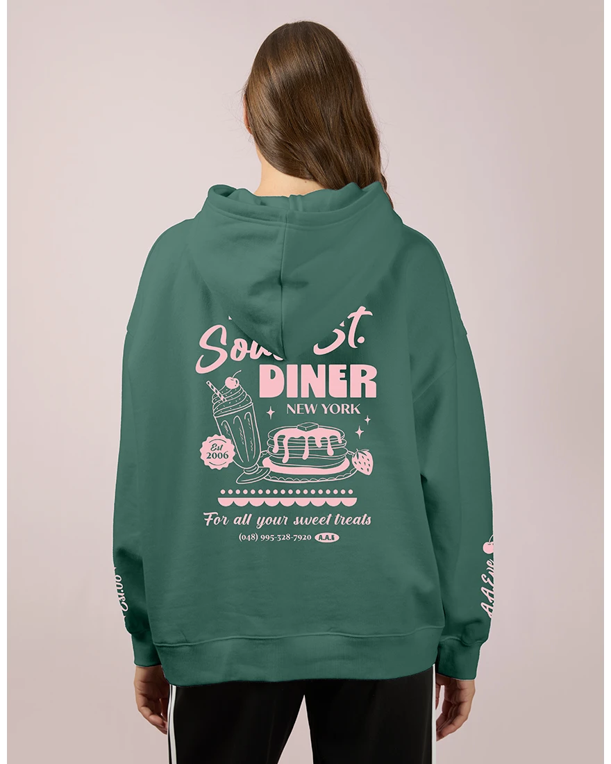 All About Eve South St Diner Box Hoodie - Green
