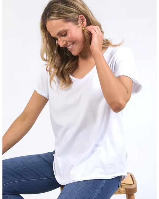 Elm Pima V-Neck Tee - White