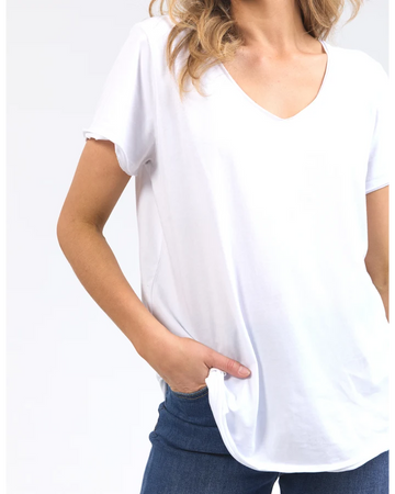 Elm Pima V-Neck Tee - White