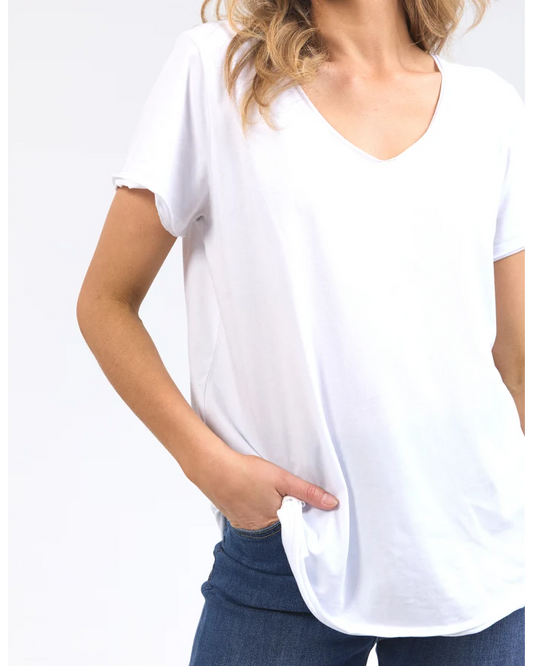 Elm Pima V-Neck Tee - White