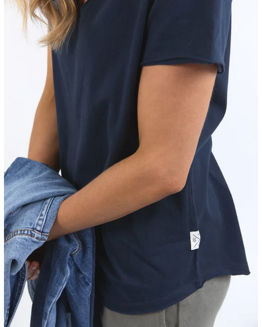 Elm Pima V-Neck Tee - Navy