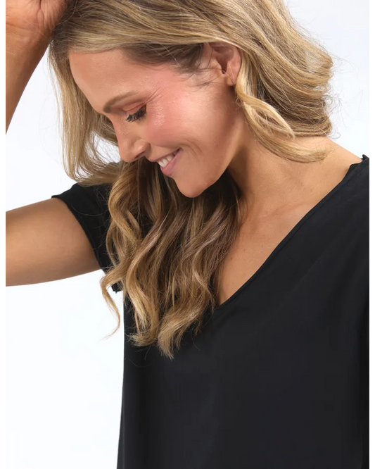 Elm Pima V-Neck Tee - Black