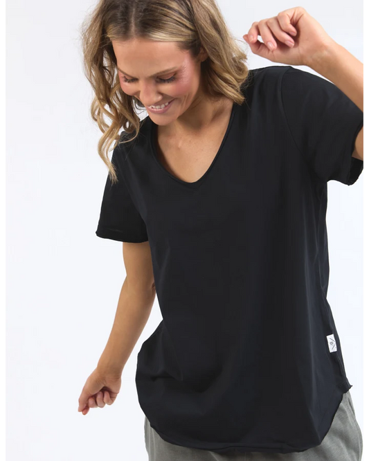 Elm Pima V-Neck Tee - Black