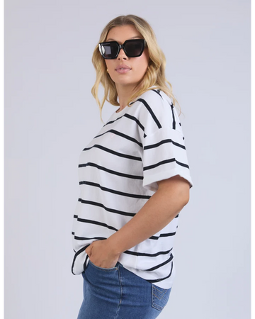 Elm Halli S/S Tee - White/Navy stripe