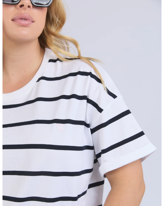 Elm Halli S/S Tee - White/Navy stripe