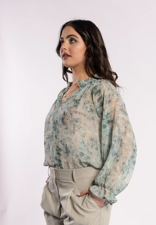 Drama The Label Bon Blouse - Fossil Print