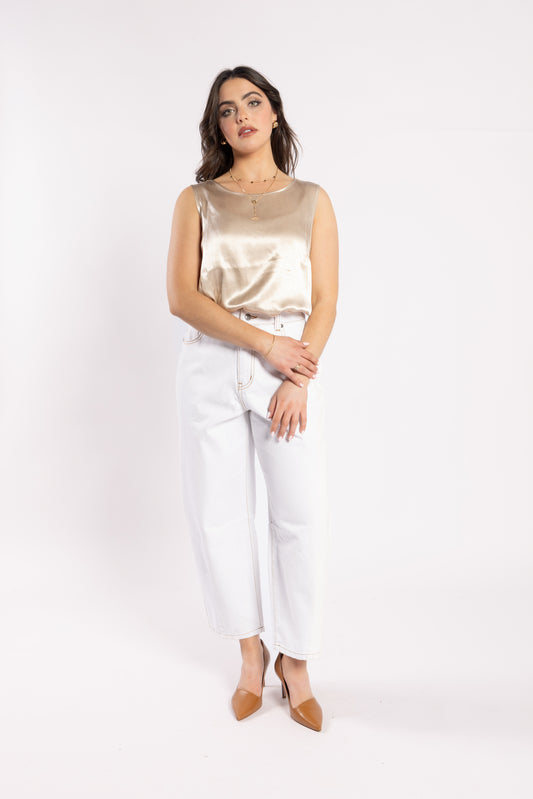 Drama The Label Barrel Leg Jeans - White