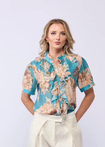 Drama The Label Wish Blouse - Aqua Bloom
