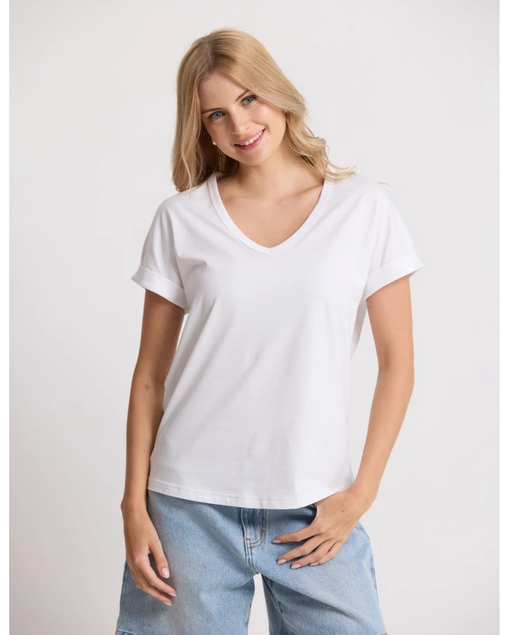 Stella + Gemma Soho Cuff V Tee - White