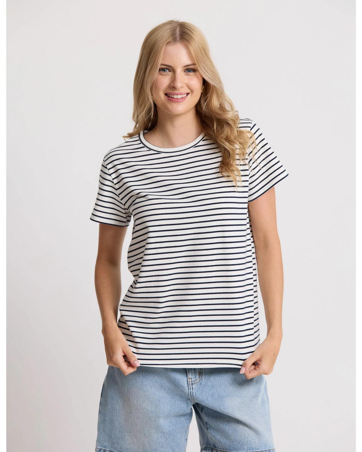 Stella + Gemma Classic Tee - White/Navy Stripe