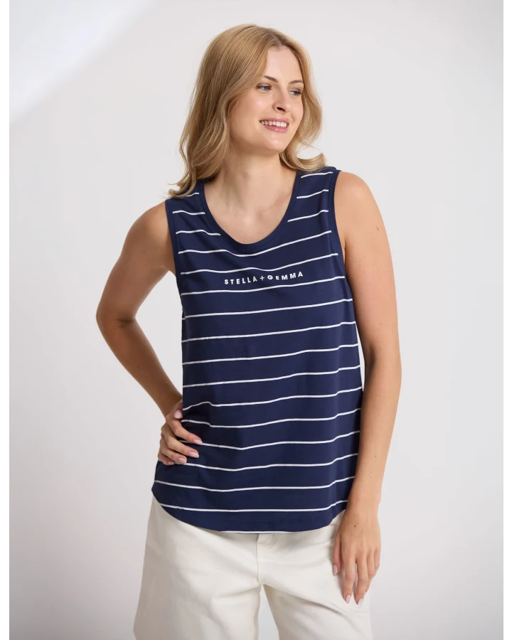 Stella + Gemma Everyday Tank - Navy/White Stripe