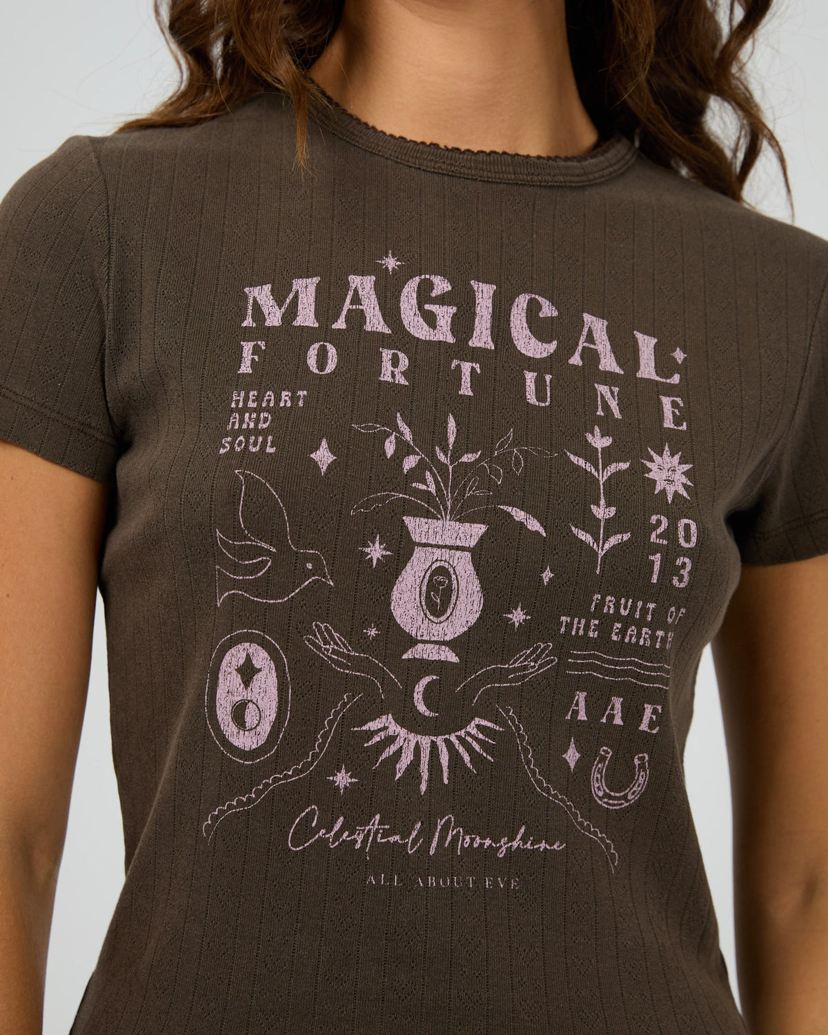 All About Eve Fortune Baby Tee - Brown