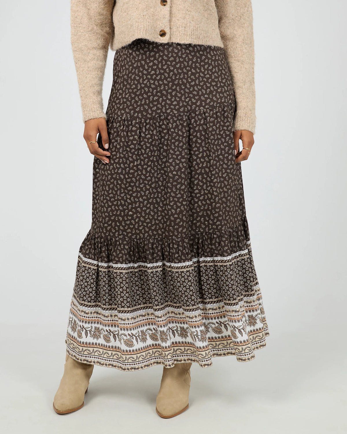 All About Eve Vali Maxi Skirt - Chocolate Print