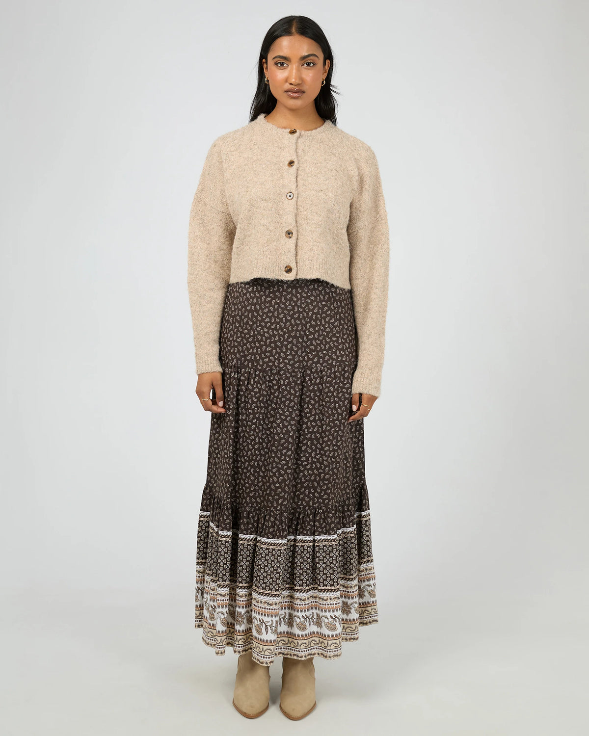 All About Eve Vali Maxi Skirt - Chocolate Print