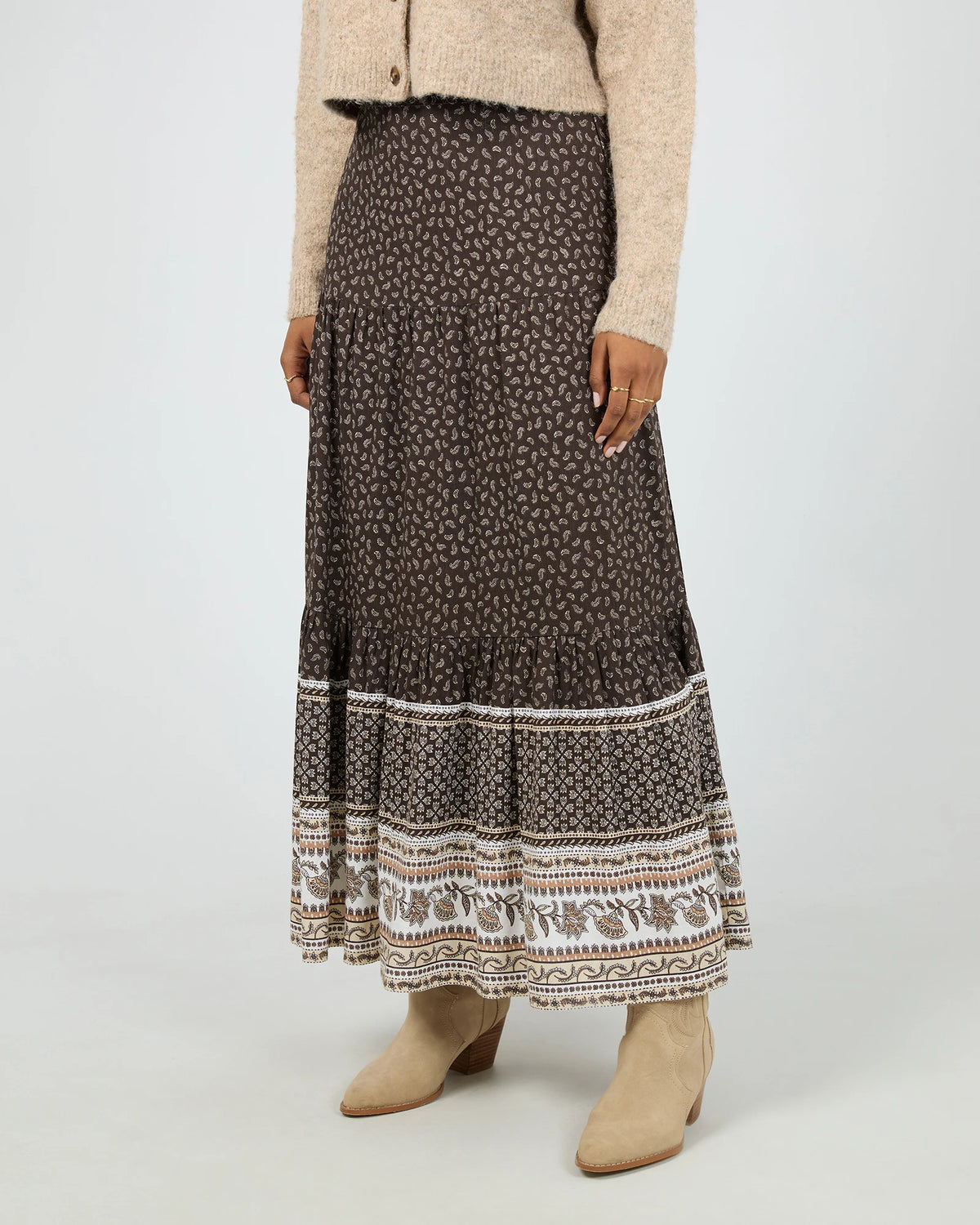 All About Eve Vali Maxi Skirt - Chocolate Print
