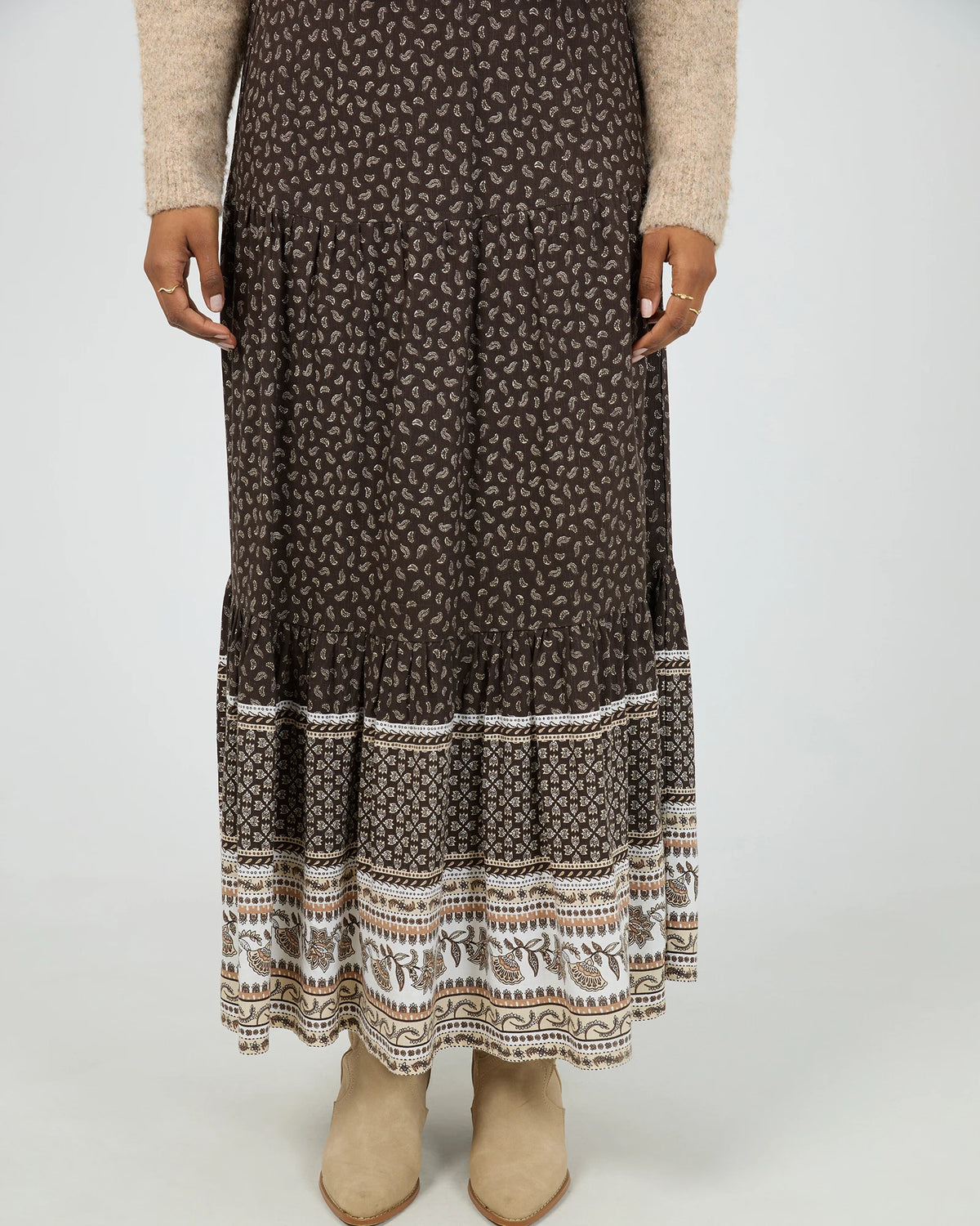 All About Eve Vali Maxi Skirt - Chocolate Print
