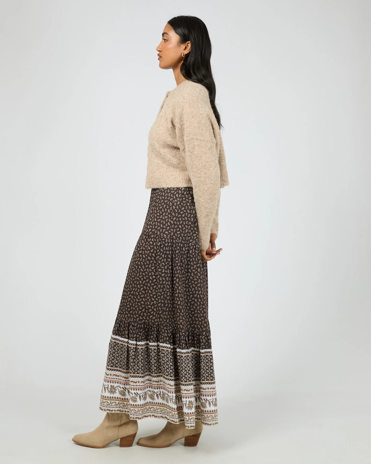 All About Eve Vali Maxi Skirt - Chocolate Print