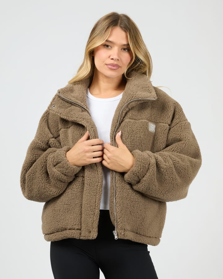 All About Eve Cosy Club Teddy Jacket - Mocha