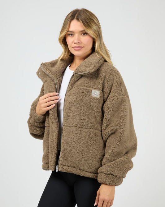 All About Eve Cosy Club Teddy Jacket - Mocha