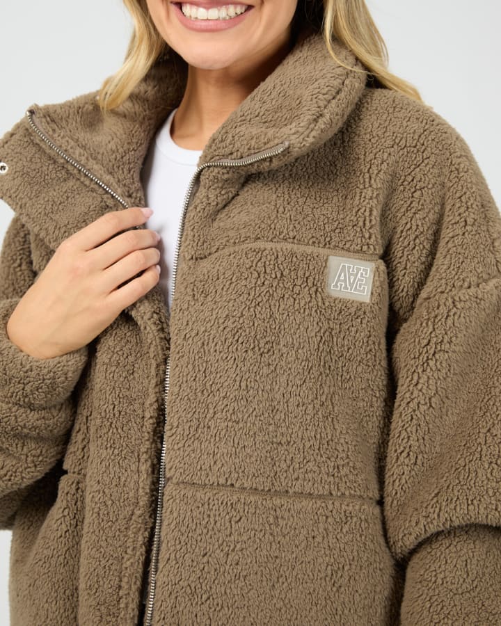 All About Eve Cosy Club Teddy Jacket - Mocha