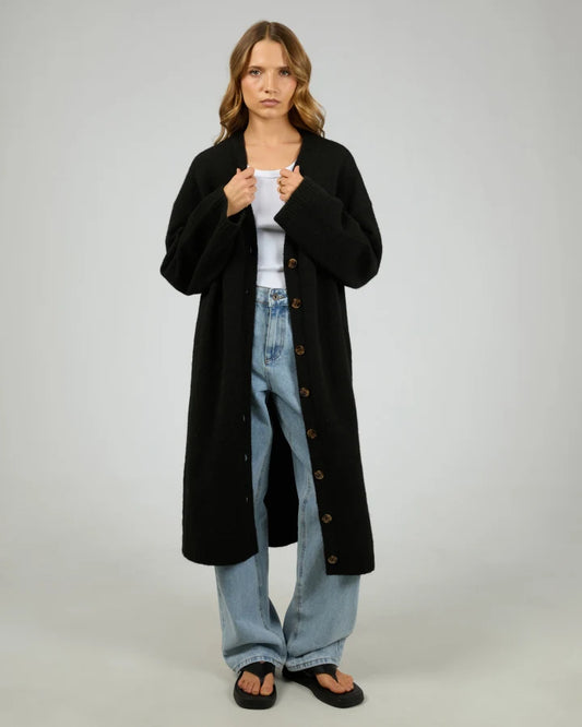 Silent Theory Willow Knit Longline Cardigan - Black