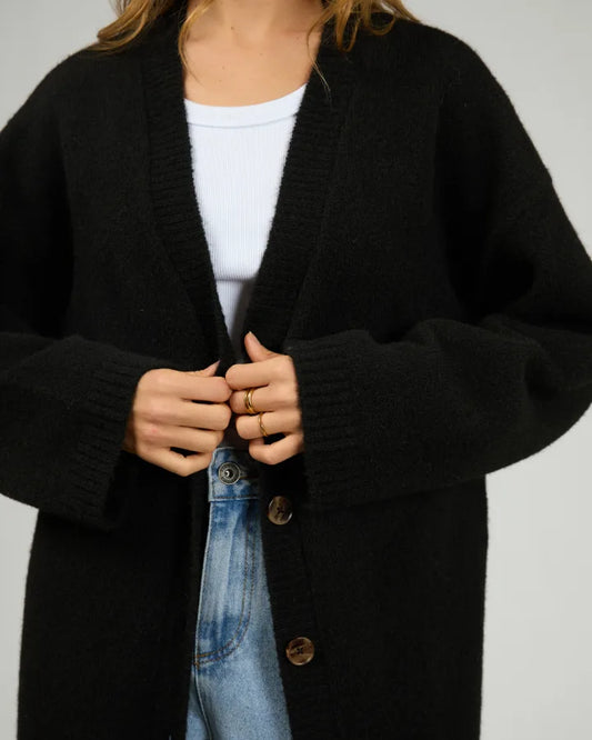Silent Theory Willow Knit Longline Cardigan - Black