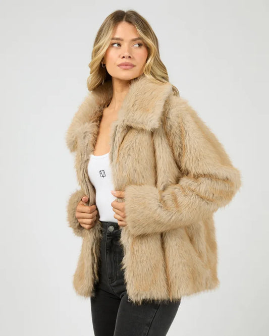 All About Eve Sable Faux Fur Zip Jacket