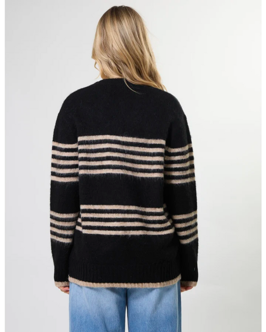 Stella + Gemma Stripe Cardigan - Black /Sand