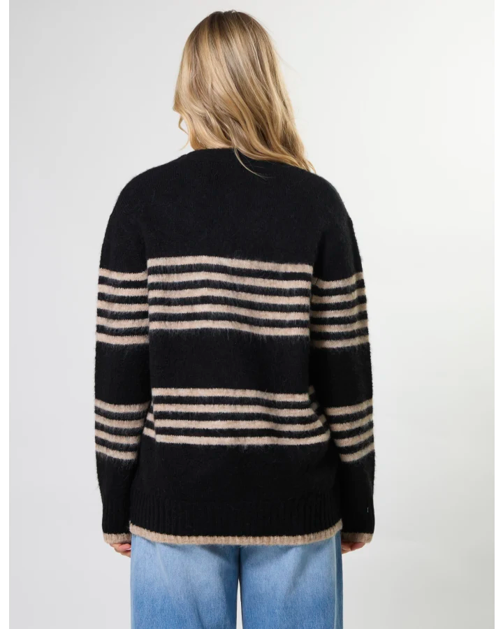 Stella + Gemma Stripe Cardigan - Black /Sand