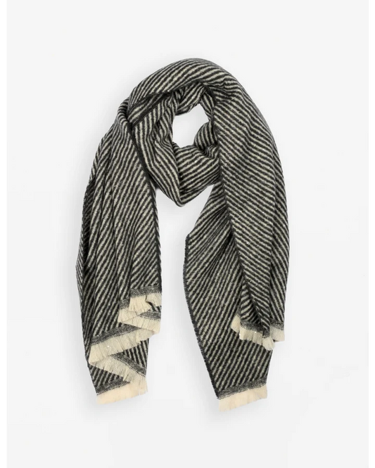 Stella + Gemma Black & Grey Striped Scarf