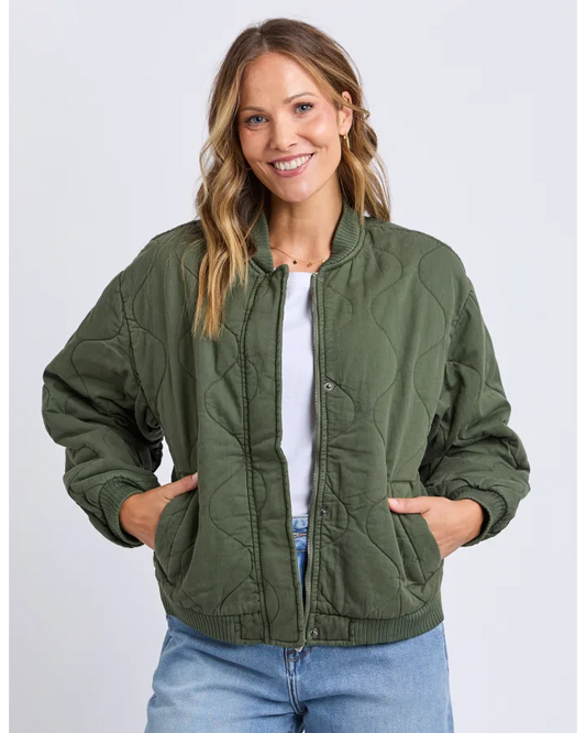 Elm Jean Bomber Jacket - Four Leaf Clover