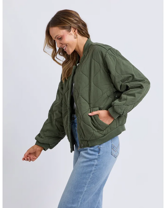 Elm Jean Bomber Jacket - Four Leaf Clover