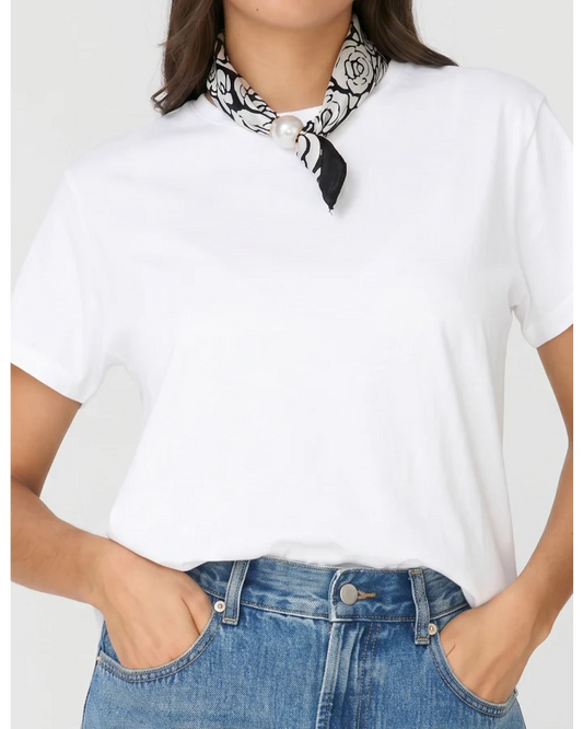 Stella + Gemma Pearl Scarf  - Black & White Rosette