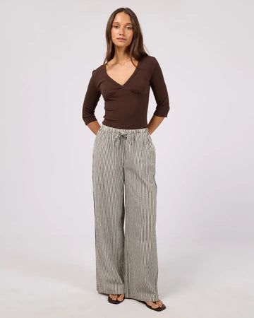Silent Theory Sunday Tie Waist Pant - Black Stripe