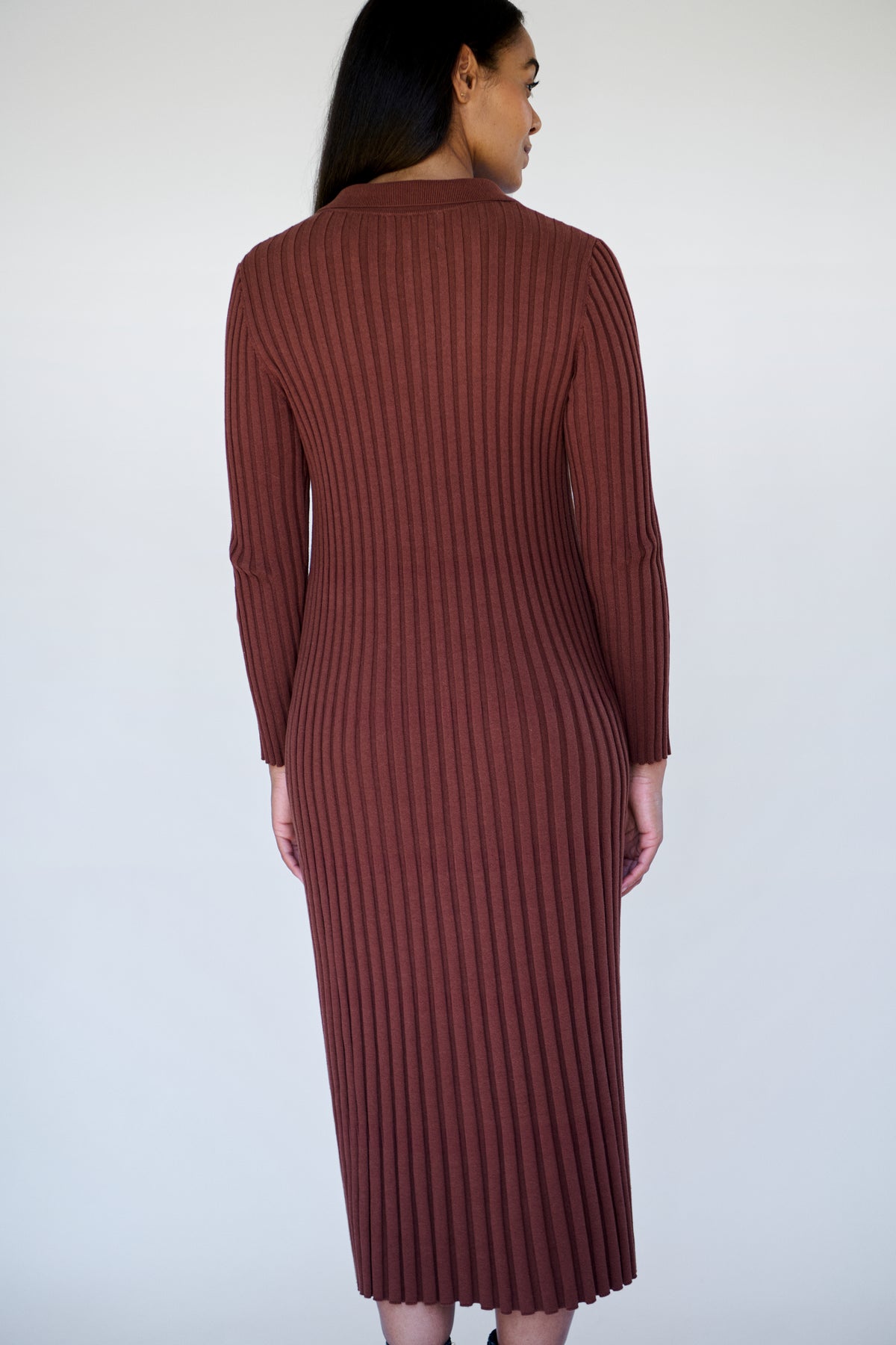 Maxted Button Down Knit Dress - Chocolate
