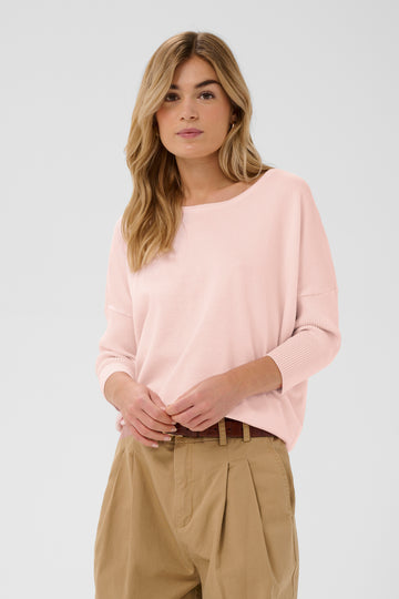 St Tropez Mila Round Neck Pullover - Chalk Pink