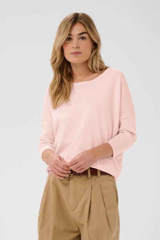 St Tropez Mila Round Neck Pullover - Chalk Pink
