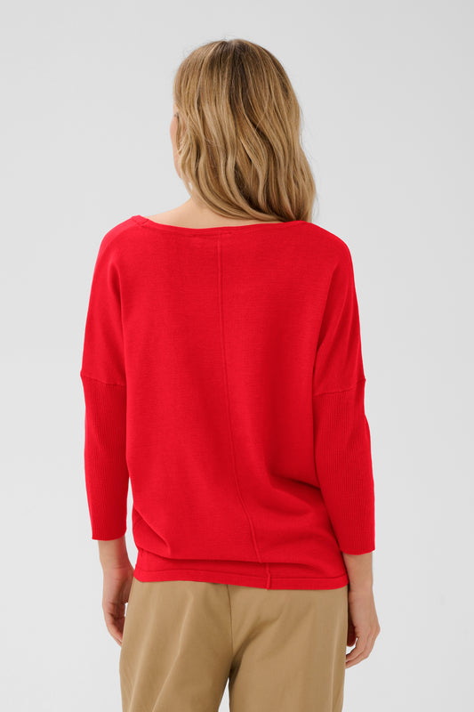 St Tropez Mila Round Neck Pullover - Valiant Poppy