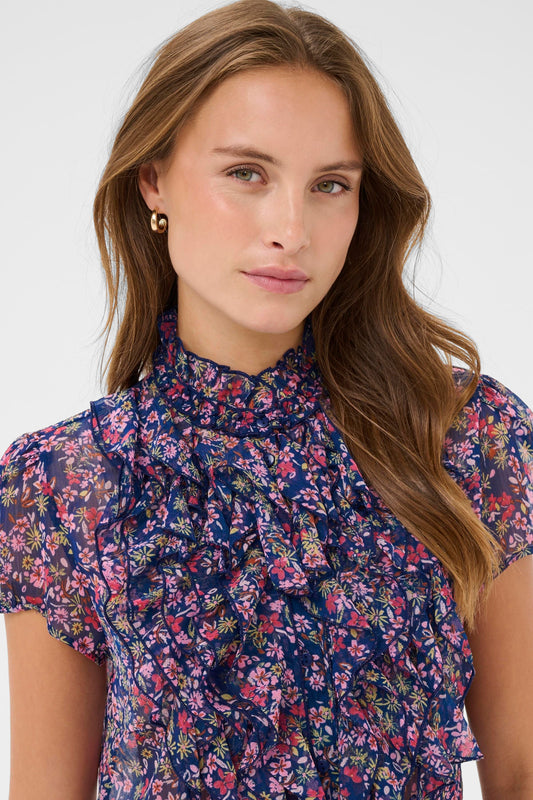 St Tropez Lilja Blouse - Navy Peony