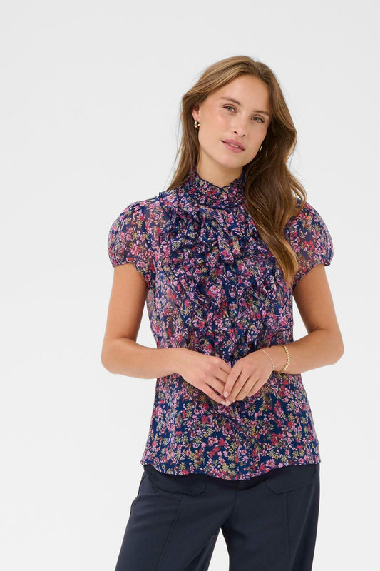 St Tropez Lilja Blouse - Navy Peony