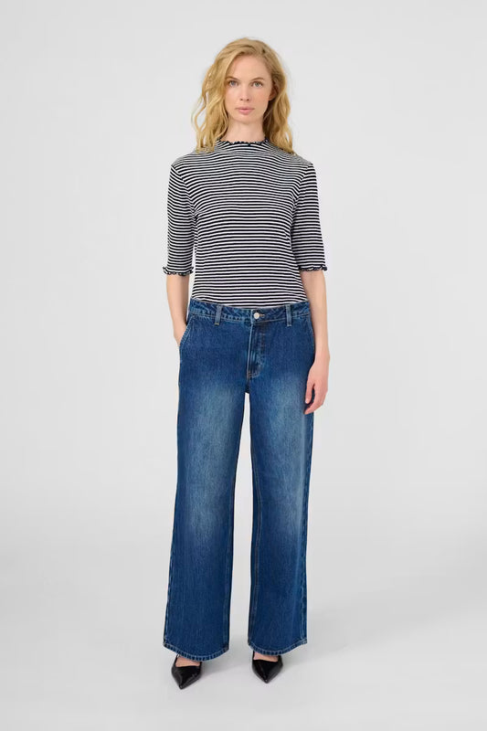 Karen By Simonsen SS Candace Top - Egret/Night Sky Stripe