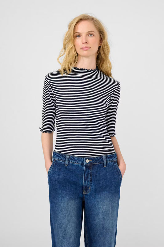 Karen By Simonsen SS Candace Top - Egret/Night Sky Stripe