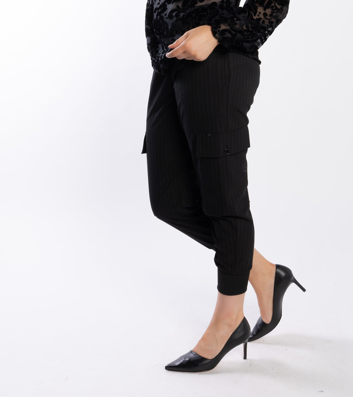 Drama The Label Noni Pant - Black Pinstripe