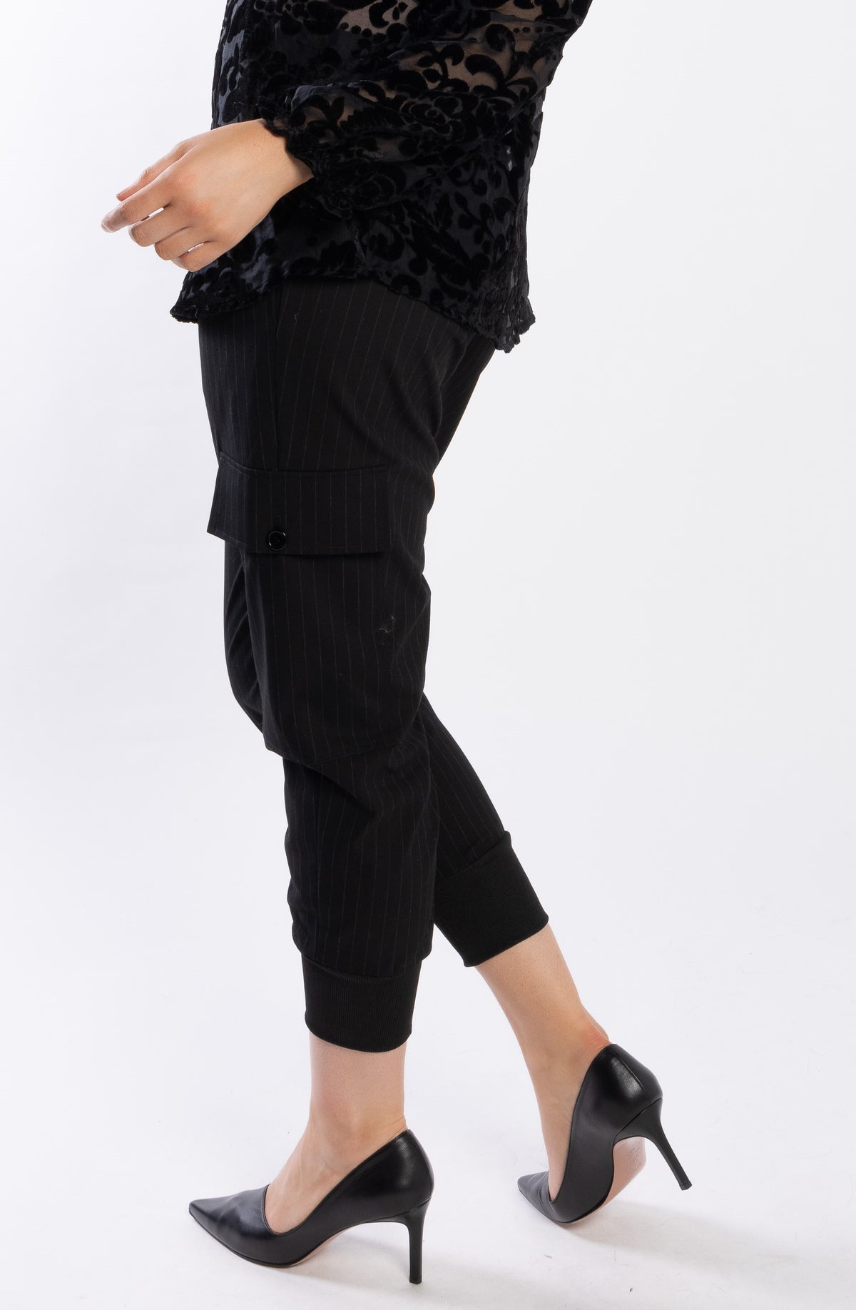 Drama The Label Noni Pant - Black Pinstripe