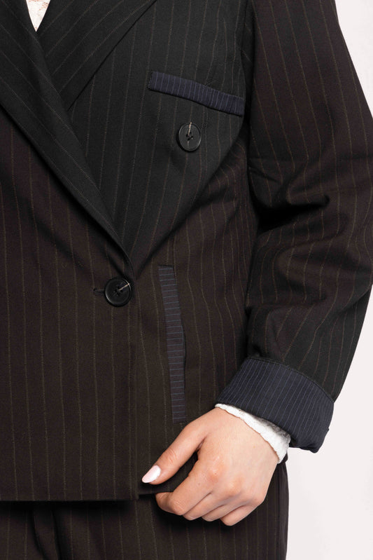 Drama The Label Espresso Blazer - Noir Stripe