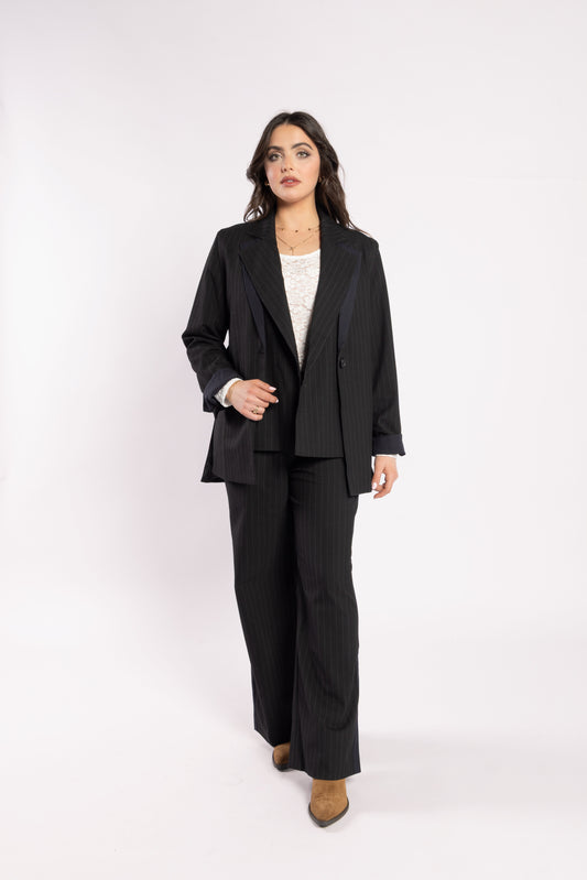 Drama The Label Espresso Blazer - Noir Stripe