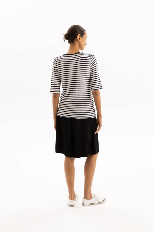 Two by Two Linen Tee - Navy Stripe