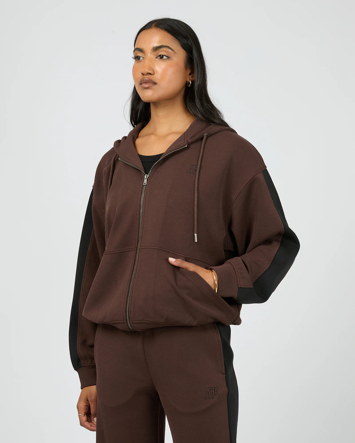 All About Eve Lounge Zip Hoodie - Brown