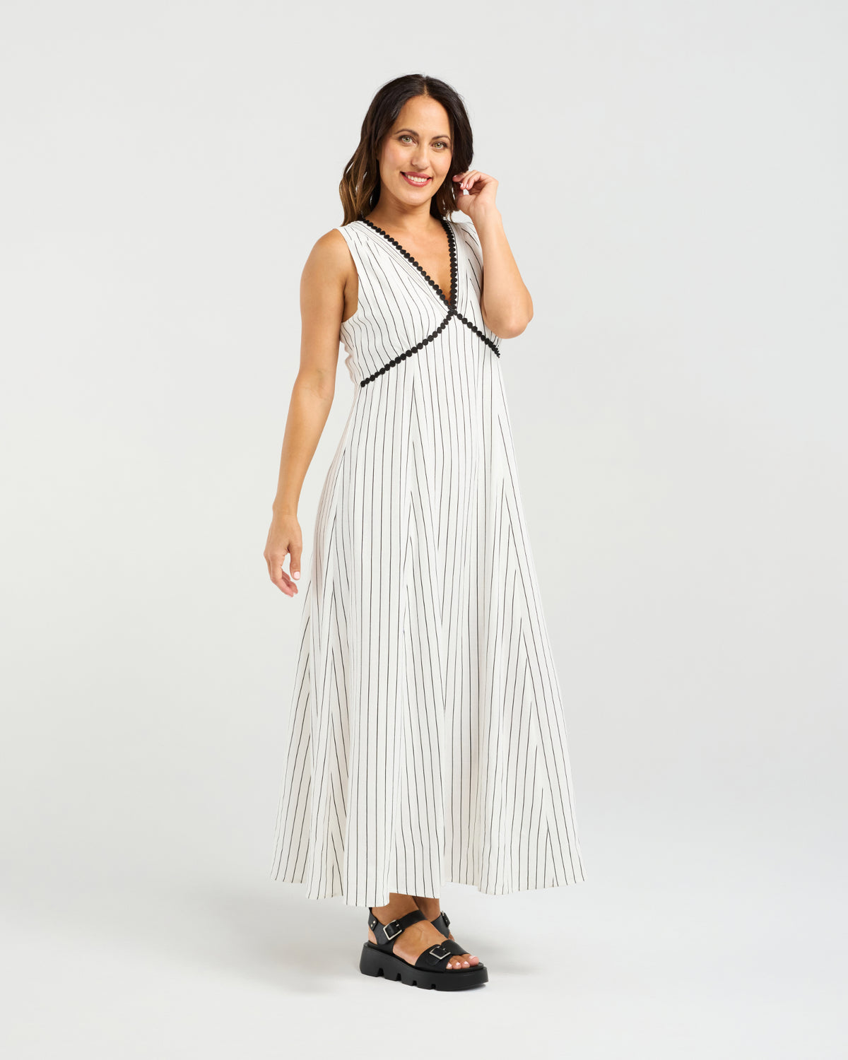 Zafina Zariah Dress - Pinstripe